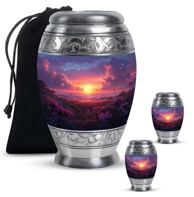 Purple Sunset Mini Urns For Human Ashes Cremation Urn Adult Male Metal Adult