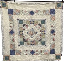 VTG Reversible Patchwork Quilt 83  x85  Floral White Multicolor Blanket