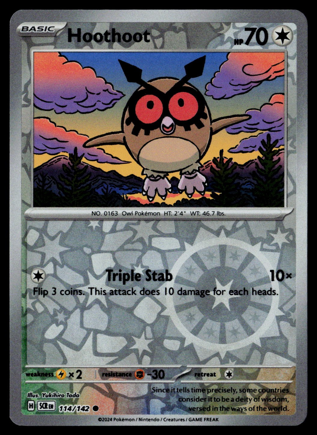 Hoothoot 114/142 Reverse Holofoil SV07: Stellar Crown LP-NM