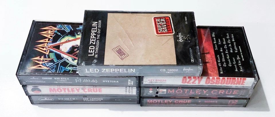 Lot of 6 Vintage 80s Rock Metal Cassettes Motley Crue Def Leppard Ozzy Zeppelin - Imagem 3 de 4