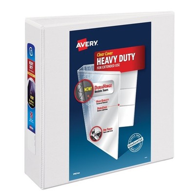 White Heavy-Duty 3 Ring Binder with Slant D-Rings, 1 Inch Capacity
