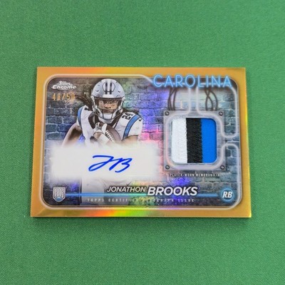 2024 Topps Chrome Jonathon Brooks Rookie Patch Auto Gold #48/50 RC Tri-Color CAR