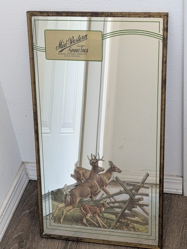 Berlin Wisconsin Advertising Midwestern Sport togs Deerskin Sign Mirror