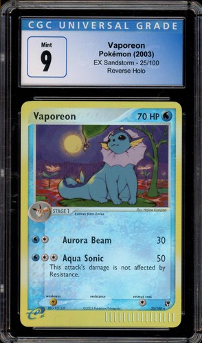 Pokemon Vaporeon EX Sandstorm 25/100 Reverse Holo CGC 9 Mint