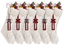 6Pack Personalized Christmas Stockings with Wooden Name Tags, 18 inches Xmas ...