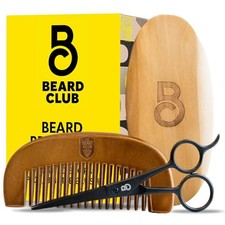 Brush, Comb and Scissors Grooming Kit for Men's Beards and Mustaches Gift Set