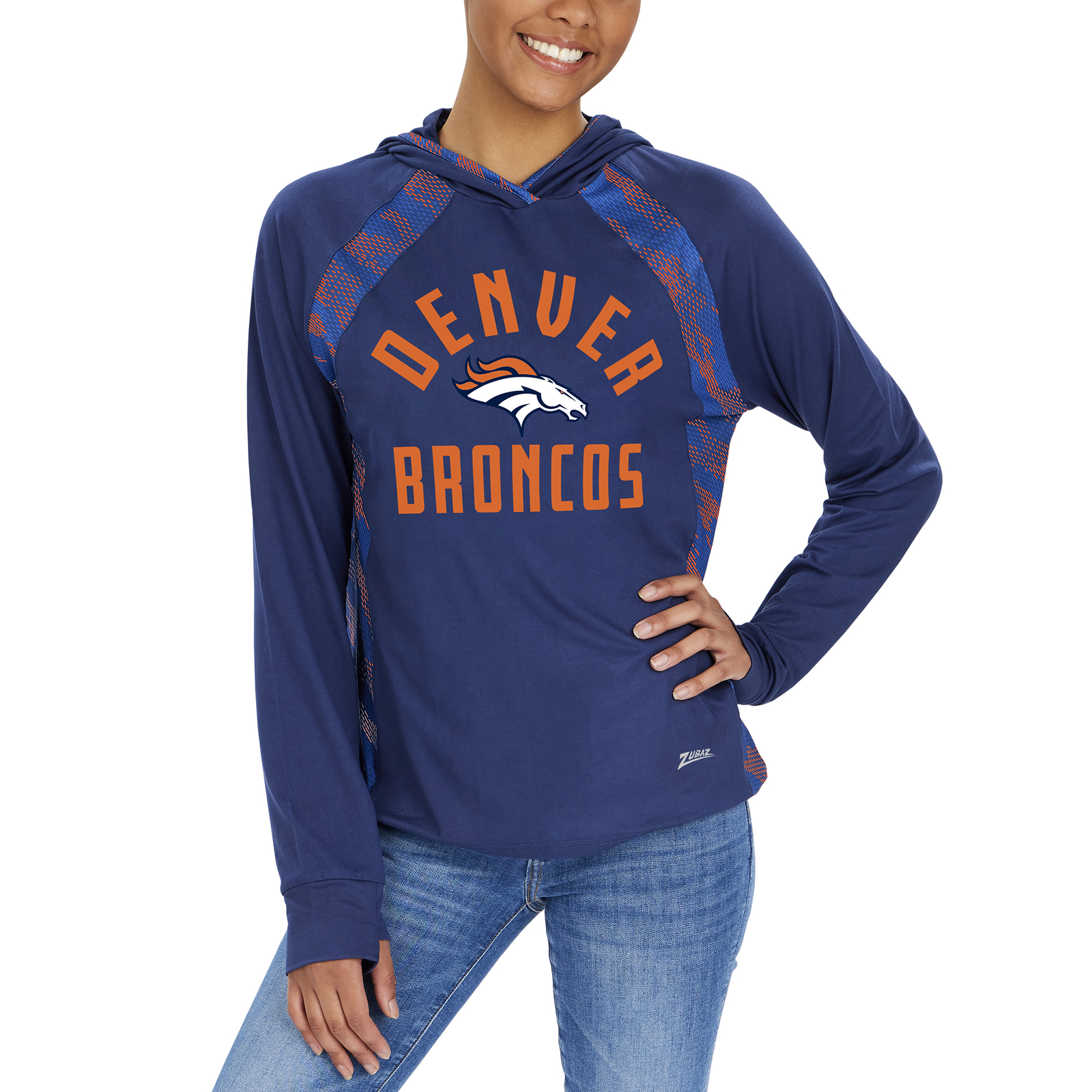 Толстовка с капюшоном Zubaz NFL Womens Denver Broncos Elevated с принтом Гадюка командного цвета
