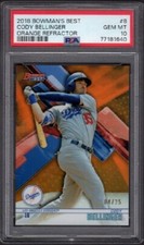 2018 Cody Bellinger Bowman's Best Baseball #8 Orange Refractor /25 Graded PSA 10