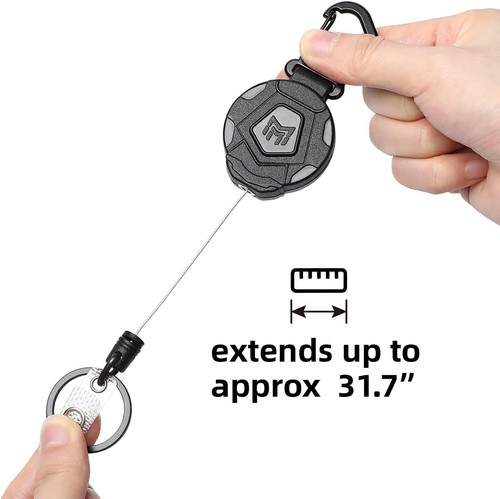 1/2x Heavy Duty Retractable Keyring Pull Key Chain Clip Recoil Holder Steel Cord - Picture 8 of 11