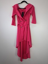 Fashion Nova Ruffles High Low Dress XL Pink  button tie 0043
