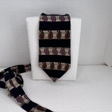 Albert Nipon - Neck Tie - Black, Burgundy, and Gold - 100% Silk Made in USA 60"