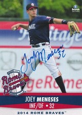 JOEY MENESES SIGNED AUTO'D 2014 ROME BRAVES BRANDT CARD WASHINGTON NATIONALS