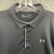 Under Armour UA Tech Polo Shirt Mens XL Black Gray Heat Gear Loose Golf Golfer