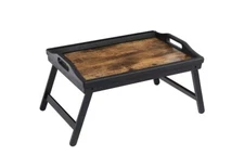 SONGMICS Bed Tray Table Bamboo Folding Legs Serving Tray Groove for Phone Tablet