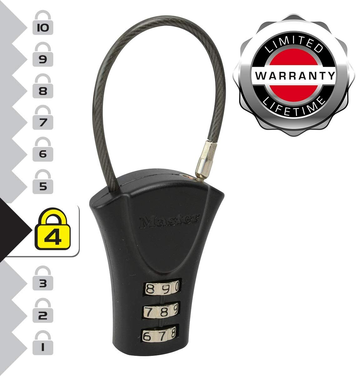 MASTER LOCK - LUCCHETTO CON CAVO D' ACCIAIO MM 95