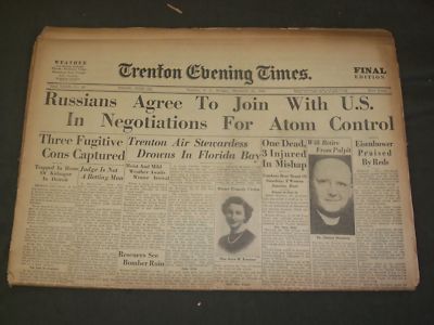 1953 DEC 21 TRENTON EVENING TIMES - RUSSIANS & U.S. FOR ATOMIC CONTROL- NP 3226
