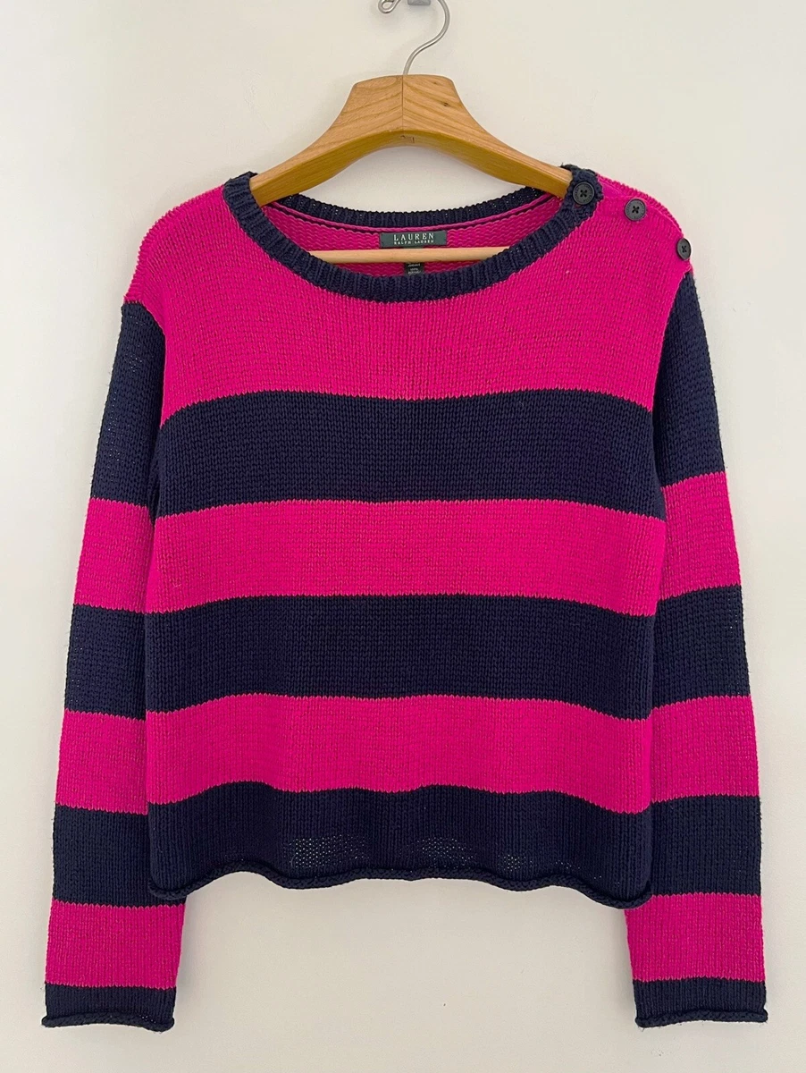 Navy blue pink sweater cheap