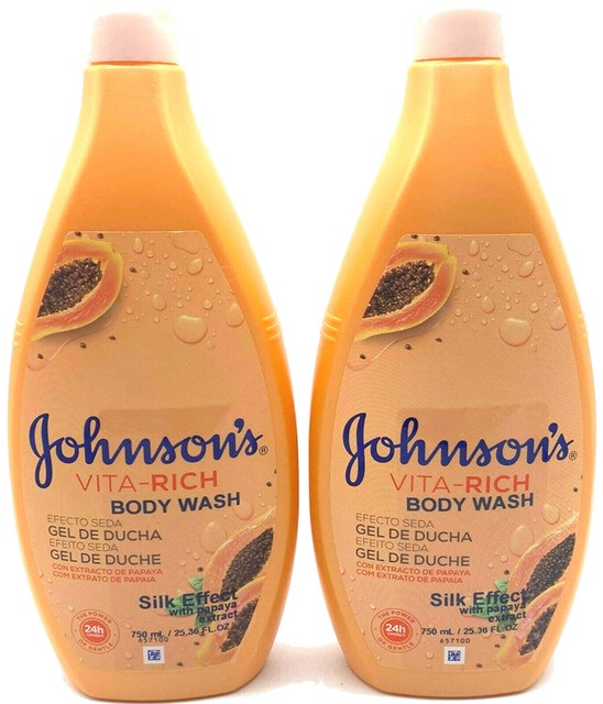 2 Johnson’s VITARICH Body Wash Silk Effect With Papaya Extract NEW 25.