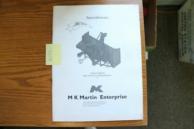 MK Martin Meteor 51-60 Snow Blower Operator's and Parts Manual