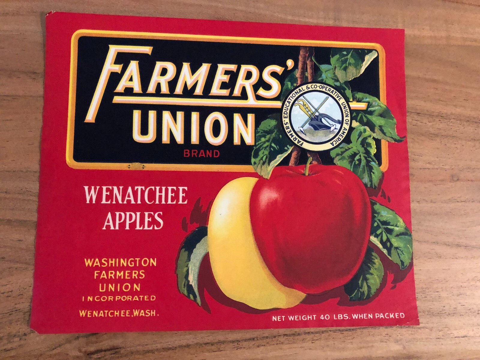 Rare Farmers Union Brand Washington State Apple Crate Label eBay