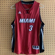 VINTAGE Dwayne Wade 3 MIAMI HEAT ADIDAS NBA JERSEY YOUTH LARGE 2 Length