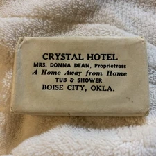 VINTAGE HOTEL SOAP  CRYSTAL HOTEL BOISE CITY OKLAHOMA COLGATE PALMOLIVE PEET