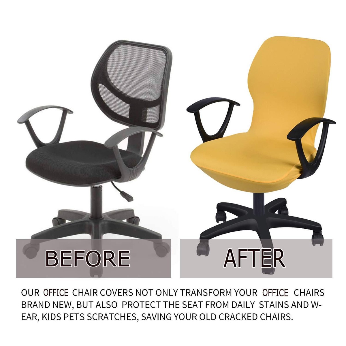 Deisy Dee Computer Office Chair Covers Pure Color Universal Chair Cover 