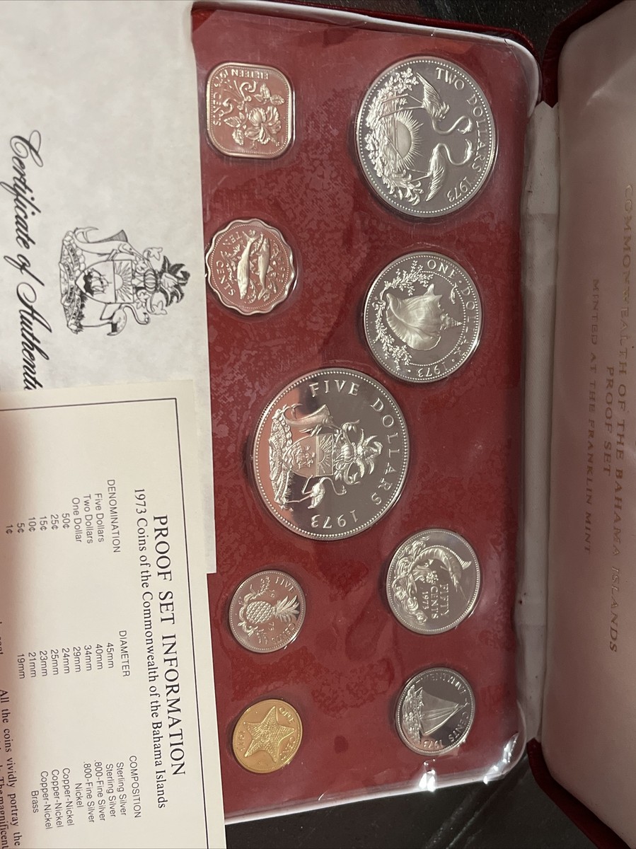 1973年度バハマのコインセット　フランクリンミント 1973 Bahamas Islands 9 Coin Silver Proof Set Franklin Mint