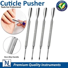 STAINLESS STEEL CUTICLE PUSHER MANICURE PEDICURE NAIL CARE ART TOOLS 4 PC SET