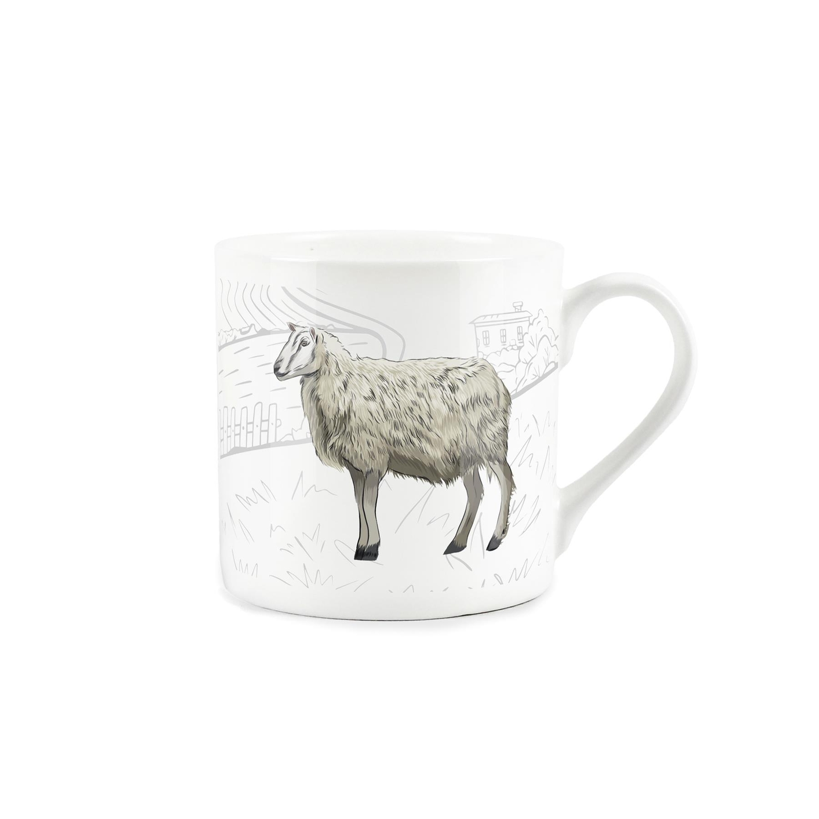 Countryside Farmyard Sheep Mug - Bone China White Mug Coffee/Tea Present