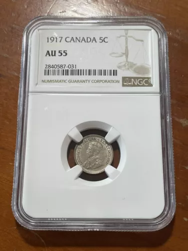 1917 Canada 5c - NGC AU 55