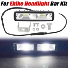 For Ebike LED Headlight Bar Lighting Kit 12-48V 36W LED with Braket 1200-1800LM