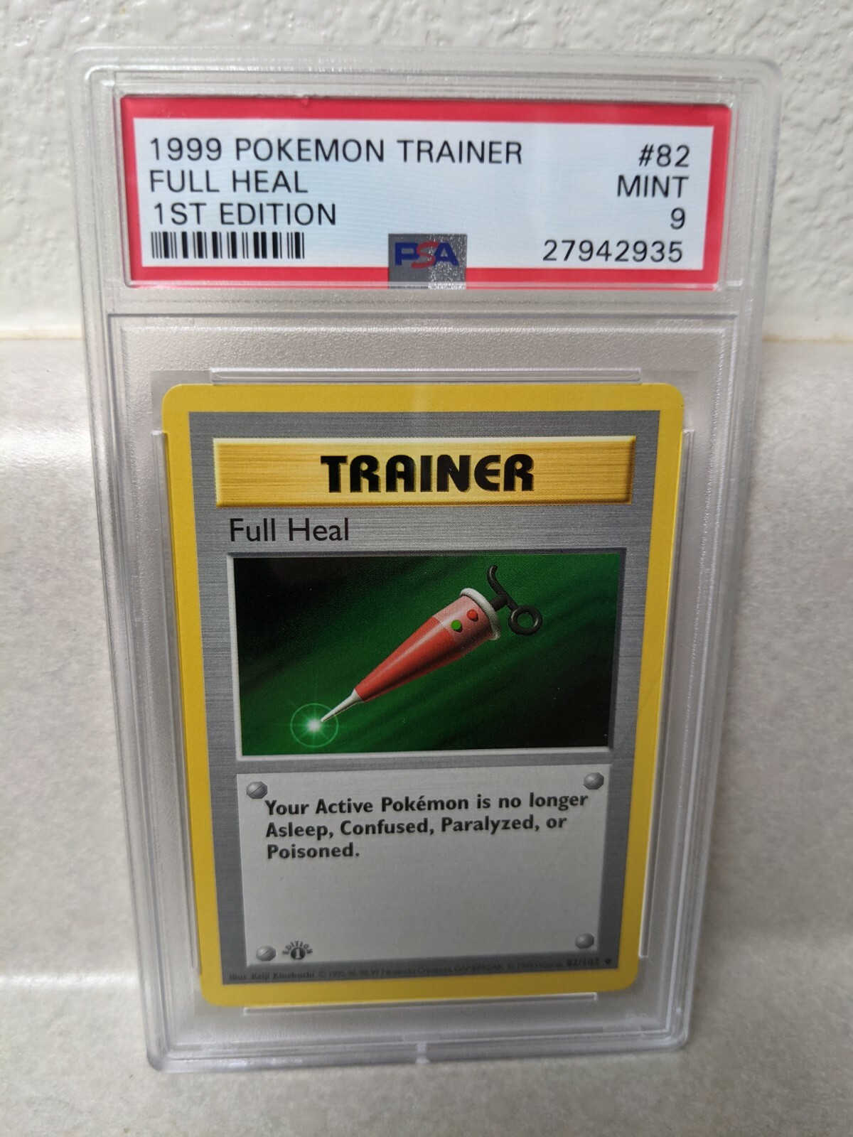 1999 Pokemon 1st Edition Base Set Trainer Full Heal 82/102 PSA 9 Mint