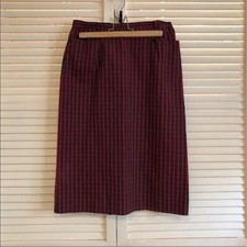 Vintage 1960s Red Plaid Pencil Skirt Size Medium