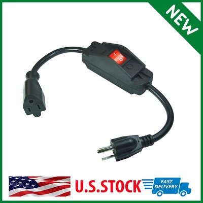 3-Prong Extension Cord1625w Heavy Duty Short Extension Cable with On Off Switch