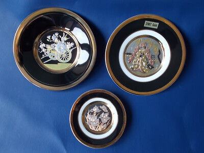 The Art Of Chokin 24k vergoldete Teller x 1 Schale, 10cm Durchmesser & 2 x 15cm Durchmesser