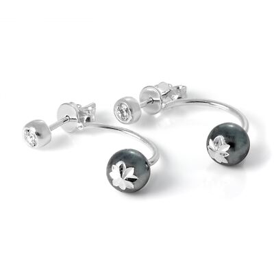 Sterling Silver Ear Jacket Stud Earrings with CZ Crystal