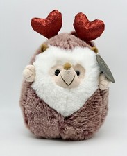 FAO Schwarz Valentine Hedgehog Plush Red Glitter Hearts 6"