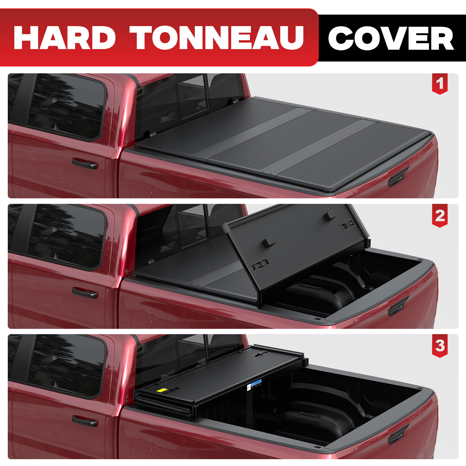 6FT 3Fold Fiberglass Hard Bed Tonneau Cover For 198290 Chevy S10 GMC