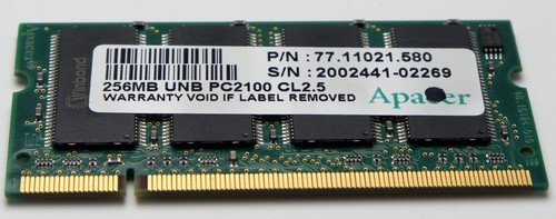 256 MB DDR RAM PC-2100S 200-pin SO-DIMM Laptop-Memory Apacer 77.11021.580 Tested