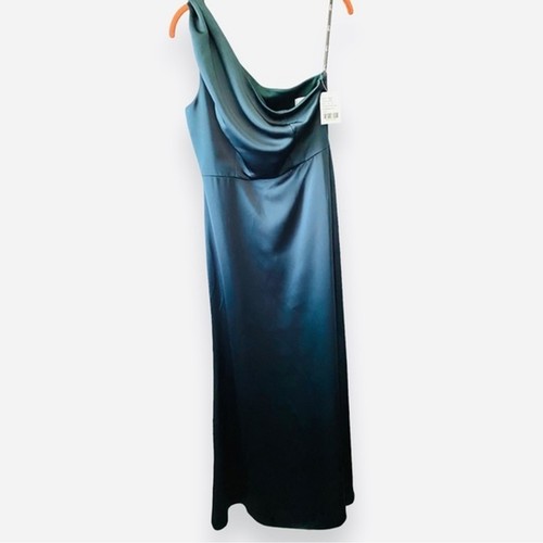 Lovely Evergreen Satin Cutout One-Shoulder Maxi Dress Size 8