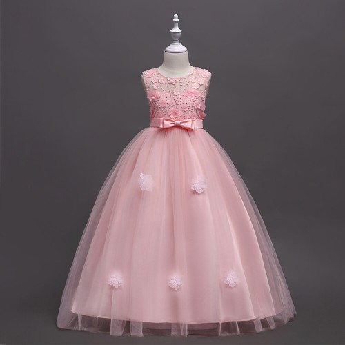 Kids Flower Girl Dress Tulle Evening Dress Wedding Bridesmaid Party Ball Gown - Picture 37 of 57