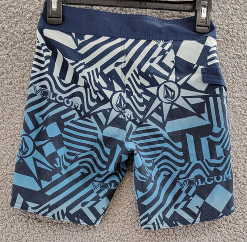 Volcom Ringer Mod-Tech Trunks Boys' 24 Navy Stretch Side Pockets Logo Cinch Fly - Picture 10 of 16