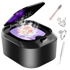 Ultrasonic Retainer Cleaner,Professional Denture Cleaning Machine, 46kHz 220ML