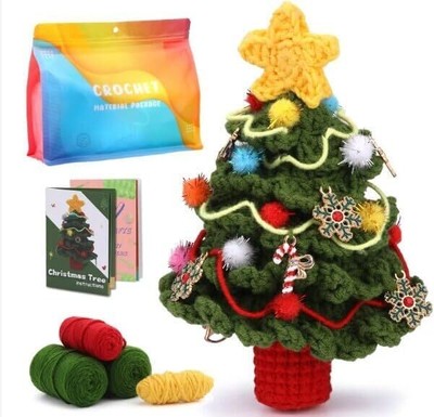 DIY Cute Christmas Tree Crochet Knitting Starter Kit for Beginners