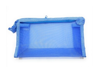 4.5'' X 7.75'' Blue See Thru Mesh Zipper All Purpose Cosmetic Bag