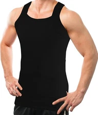 Square Cut G-unit Tank Top (1 Pack) | Muscle Rib Basic Color A-Shirts | Men's