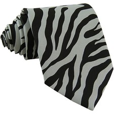 New Polyester Zebra Animal Print Formal Party Occasion Necktie Gray Formal prom