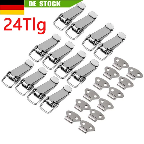 24pcs Spannverschluss Schnappschloss Kistenverschluss Kofferverschluss Edelstahl