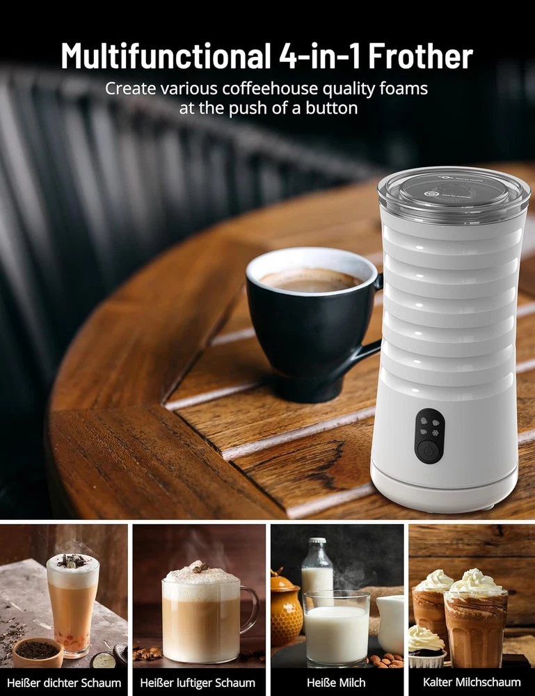 Milk Frother, 4-In-1 Milk Frother and Steamer, Electric Milk Frothers for Coffee Milk Frother, 4-In-1 Milk Frother and Steamer, Electric Milk Frothers for Coffee